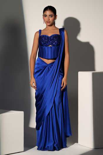 Libas Cafe by Nidhi & Ashish Sansa Embroidered Pre-Draped Saree With Corset 