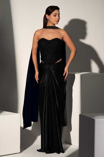 Libas Cafe by Nidhi & Ashish Beatrix Chantelle Embroidered Corset Draped Skirt Set 