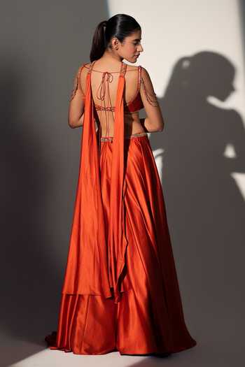 Libas Cafe by Nidhi & Ashish Scarlett Embroidered Blouse Skirt Set 