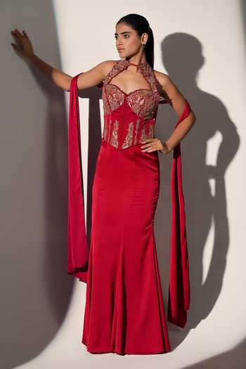 Libas Cafe by Nidhi & Ashish Elizabeth Halter Neck Corset Mermaid Skirt Set 