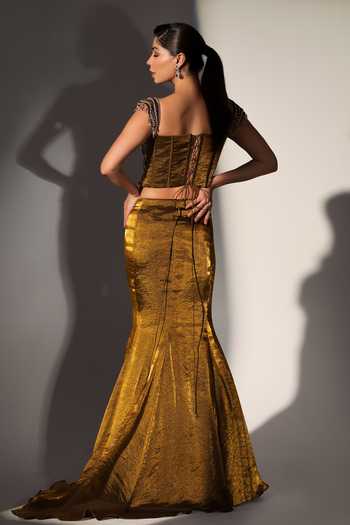 Libas Cafe by Nidhi & Ashish Serena Mirror Work Corset Mermaid Skirt Set 