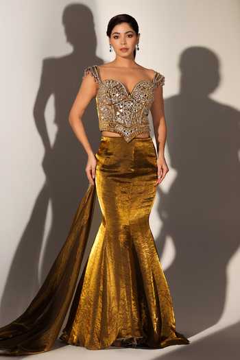 Libas Cafe by Nidhi & Ashish Serena Mirror Work Corset Mermaid Skirt Set 