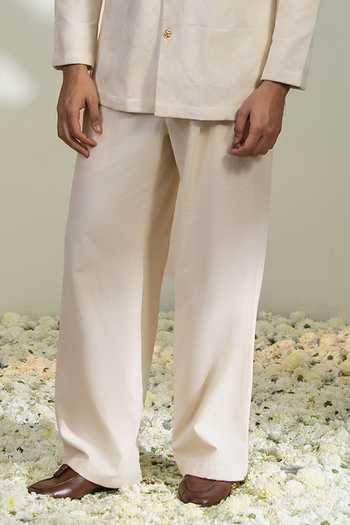 Madhav Agasti_Ivory Cotton Full Sleeve Shirt _Online_at_Aza_Fashions