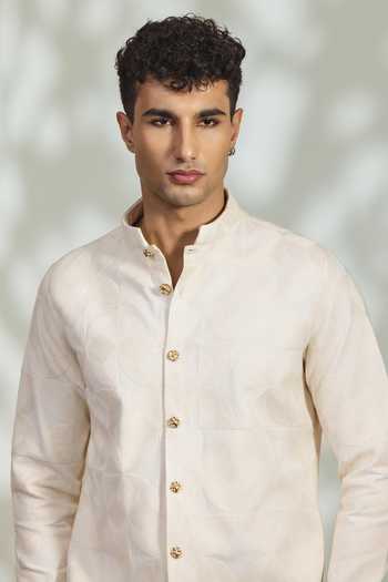 Buy_Madhav Agasti_Ivory Cotton Full Sleeve Shirt _Online_at_Aza_Fashions