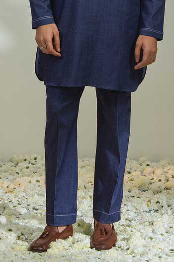 Buy_Madhav Agasti_Blue Denim Pathani Kurta And Pant Set _Online_at_Aza_Fashions