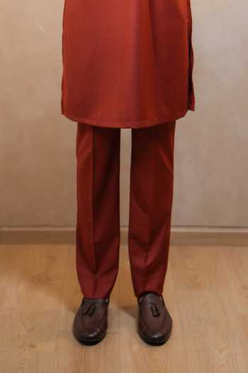 Buy_Madhav Agasti_Orange Cotton Blend Kurta And Pant Set _Online_at_Aza_Fashions