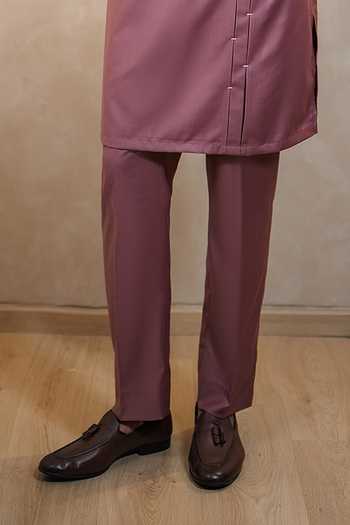 Buy_Madhav Agasti_Purple Cotton Plain Blend Kurta And Pant Set _Online_at_Aza_Fashions