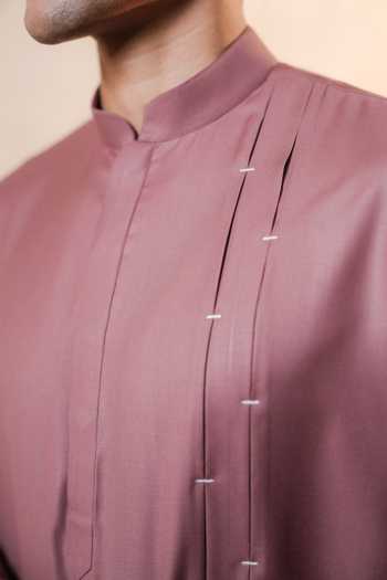 Shop_Madhav Agasti_Purple Cotton Plain Blend Kurta And Pant Set _Online_at_Aza_Fashions