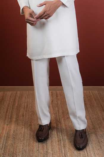 Shop_Madhav Agasti_Ivory Linen Hand Embroidered Kurta Set _Online_at_Aza_Fashions