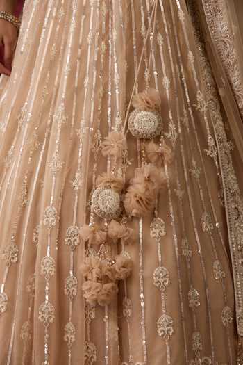 Chaashni By Maansi And Ketan_Gold Net Sequins, Beads, Zari, Stones Sweetheart Embroidered Corset Lehenga Set _at_Aza_Fashions