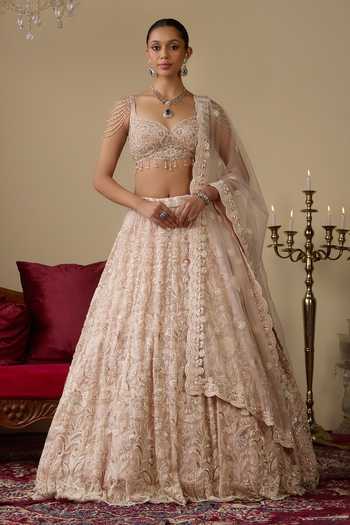 Chaashni By Maansi And Ketan Floral Sequin Embroidered Bridal Lehenga Set 