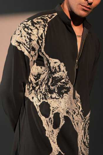Buy_Rohit Doshi_Grey Fabric Ancient Layers Embroidered Kurta Set _Online_at_Aza_Fashions