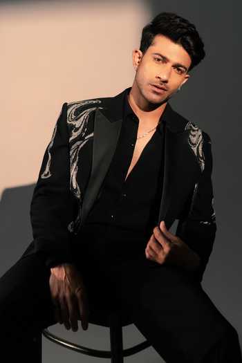 Rohit Doshi_Black Polyester Chrome Fall Embroidered Suit Pant Set _Online_at_Aza_Fashions