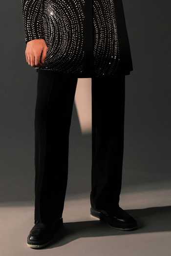 ROHIT DOSHI_Black Polyester Point Of View Embroidered Jacket And Kurta Set _Online_at_Aza_Fashions
