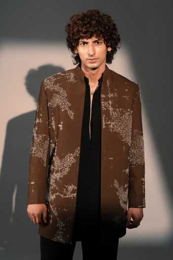 Buy ROHIT DOSHI Brown Polyester Prison Break Embroidered Jacket And Kurta Set Online at Aza Fashions Buy_ROHIT DOSHI_Brown Polyester Prison Break Embroidered Jacket And Kurta Set _Online_at_Aza_Fashions