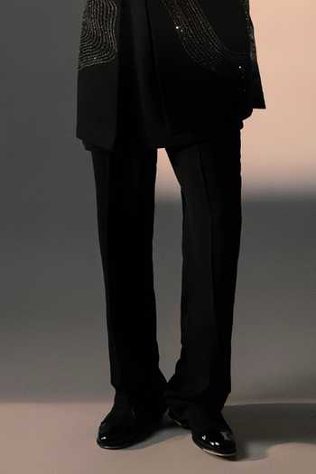 ROHIT DOSHI_Black Polyester Scarlet Embroidered Jacket And Kurta Set _Online_at_Aza_Fashions