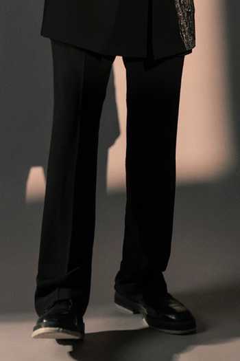ROHIT DOSHI_Black Polyester Sediment Embroidered Jacket And Kurta Set _Online_at_Aza_Fashions