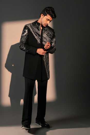 Rohit Doshi Sediment Embroidered Jacket & Kurta Set 
