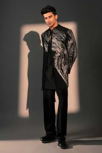 Rohit Doshi Sediment Embroidered Jacket & Kurta Set 