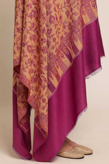 SHAZA_Purple Antique Wool Kani Shawl _Online_at_Aza_Fashions