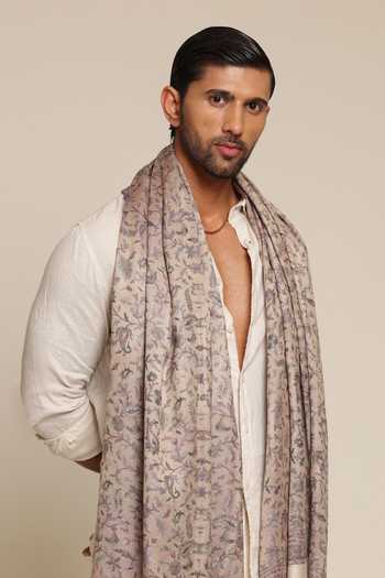 SHAZA_Multi Color Floral Kani Wool Reversible Shawl _Online_at_Aza_Fashions