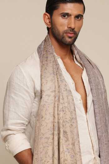 SHAZA_Multi Color Floral Kani Weave Wool Reversible Shawl _Online_at_Aza_Fashions