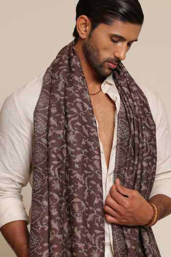 SHAZA Wool Floral Forest Print Heritage Stole 