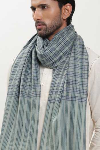 SHAZA_Multi Color Checks Pashmina Heritage Stole _Online_at_Aza_Fashions