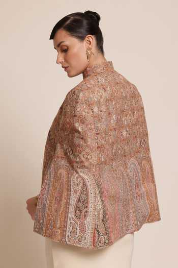 SHAZA Woven Wool Cape Jacket 