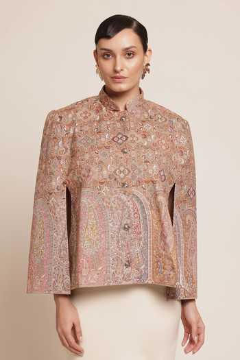 SHAZA Woven Wool Cape Jacket 