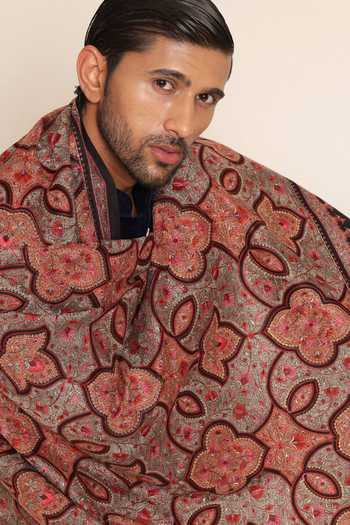 Buy_SHAZA_Multi Color Pashmina Kalamkari Embroidered Shawl _Online_at_Aza_Fashions