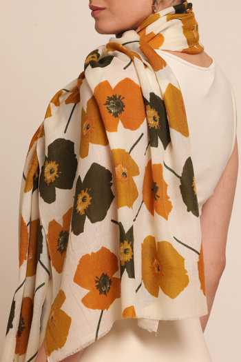 SHAZA_Multi Color Floral Abstract Print Stole _Online_at_Aza_Fashions