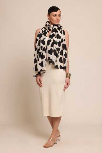 SHAZA Abstract Heart Print Stole 