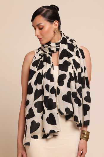 SHAZA Abstract Heart Print Stole 