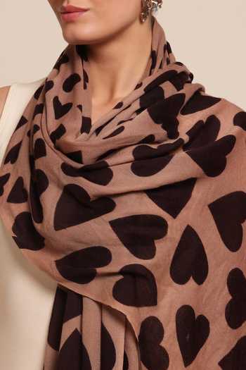 SHAZA_Black Heart Print Stole _Online_at_Aza_Fashions