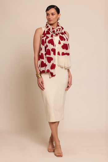 SHAZA Wool Heart Print Stole 