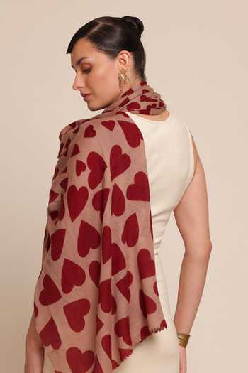 SHAZA Heart Print Wool Stole 