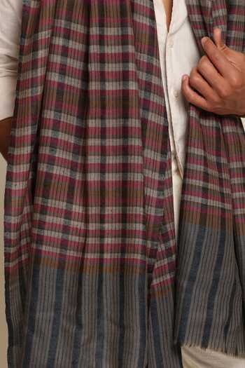 SHAZA_Multi Color Fine Pashmina Checks Stole _Online_at_Aza_Fashions