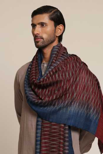 SHAZA Ikat Pashmina Color Block Heritage Stole 