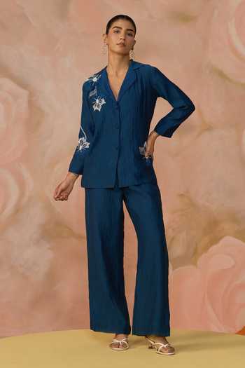 Kahani Lush Hand Embroidered Chanderi Blazer & Pant Set 
