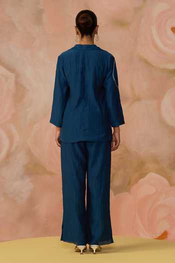 Kahani Lush Hand Embroidered Chanderi Blazer & Pant Set 