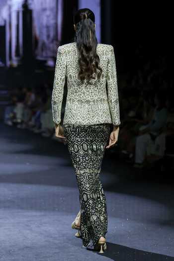 Ritika Mirchandani Embroidered Net Jacket & Skirt Set 