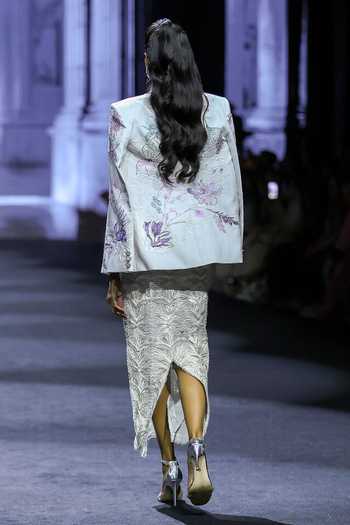 Ritika Mirchandani Daffodil Floral Georgette Linen Dress & Jacket Set 