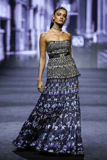 Ritika Mirchandani Aurelia Crystal Printed Net Kurta Set with Belt 