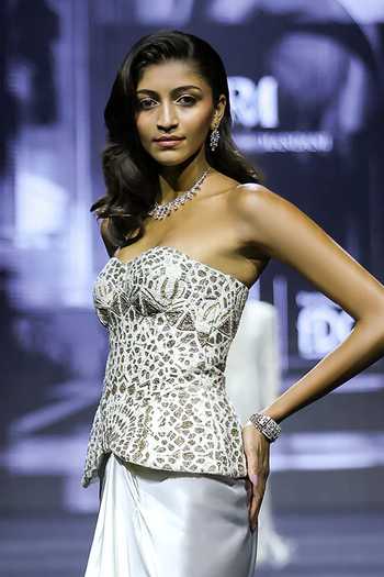 Buy_Ritika Mirchandani_Grey Satin, Net, Dupion Beads, Crystals Cattleya Embellished Corset And Skirt Set _Online_at_Aza_Fashions