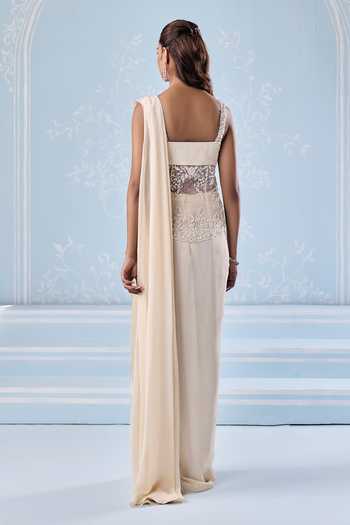 Seema Thukral Esme Embellished Peplum Blouse & Pre-Draped Saree Set