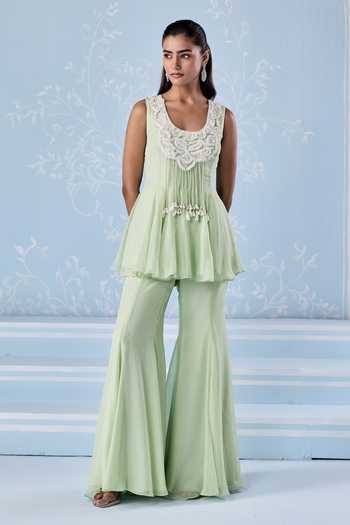 Seema Thukral Yessi Peplum Embroidered Top With Pant 