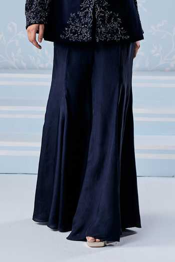 Seema Thukral Navy Georgette, Silk Round Neck Vivica Embellished Jacket With Pant Online at Aza Fashions Seema Thukral_Navy Georgette, Silk Round Neck Vivica Embellished Jacket With Pant _Online_at_Aza_Fashions