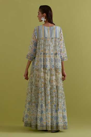 Upavita Hand Block Print Anarkali Set 
