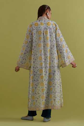 Upavita Hand Block Print Cotton Chanderi Jacket 